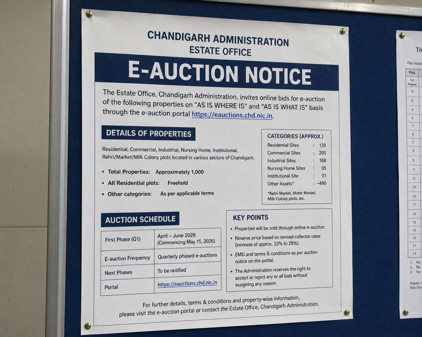 Chandigarh Administration Plans to Auction 1,000 Vacant Government Properties — Targets ₹1,000 Crore