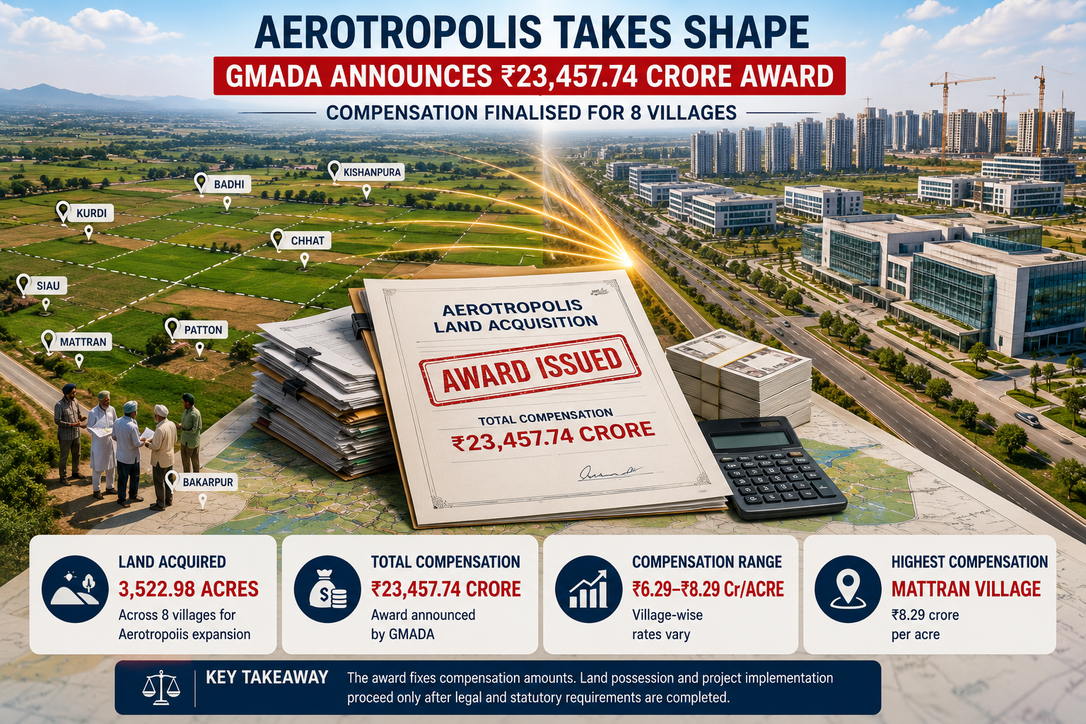 GMADA Announces ₹23,458 Crore Award for Aerotropolis Land Acquisition